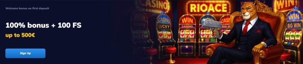 RioAce Casino Welcome Bonus - 100% up to €500 + 100 Free Spins