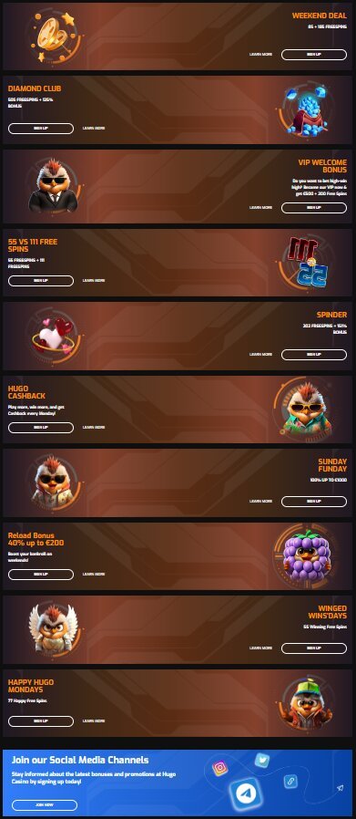 Hugo Casino Promotions – Reload Bonus, Cashback & VIP Rewards