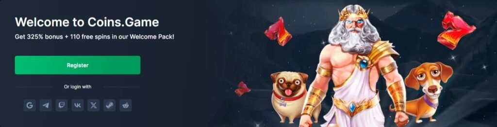 Coins Game Casino Welcome Bonus - 150% up to €500 + 25 Free Spins